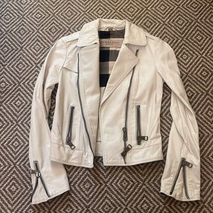 Burberry White leather jacket size 2